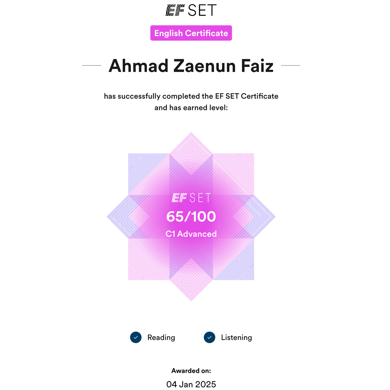 EFSET English Certification